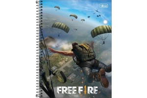 O Caderno Espiral Capa Dura Universitário 10 Matérias Free Fire 160 Folhas possui capa dura com a parte interna decorada, bolsa plástica para guardar