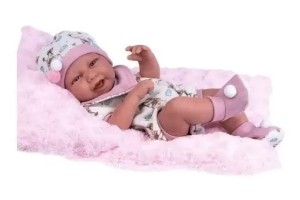 Boneca Anny Doll Baby Reborn Macacão Babador - Cotiplas